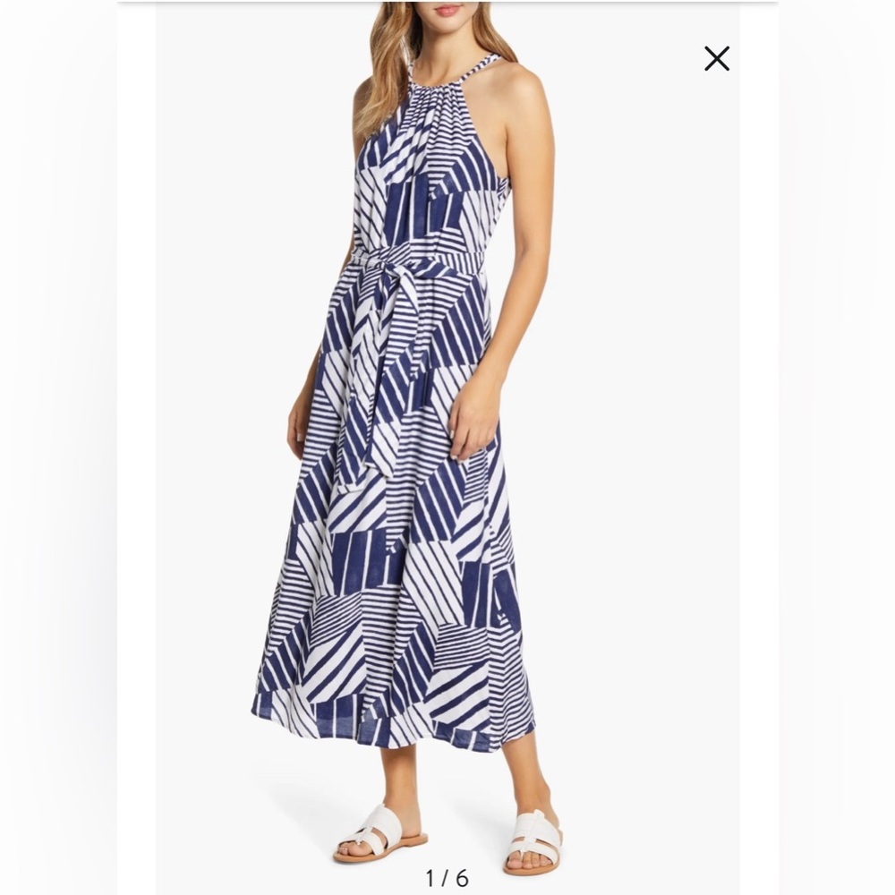 Vineyard Vines Navy Blue & White Maxi Dress Size Large